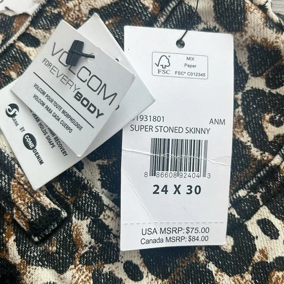 Women’s Volcom Leopard Animal Print Skinny Jeans - Picture 5 of 6